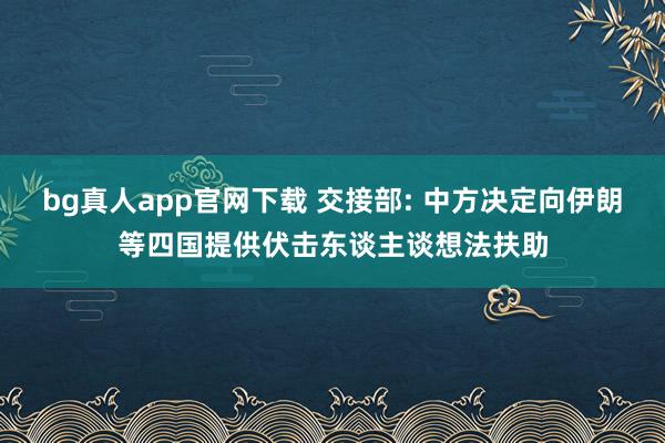bg真人app官网下载 交接部: 中方决定向伊朗等四国提供伏击东谈主谈想法扶助