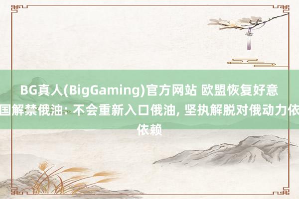 BG真人(BigGaming)官方网站 欧盟恢复好意思国解禁俄油: 不会重新入口俄油， 坚执解脱对俄动力依赖