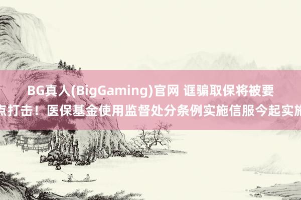 BG真人(BigGaming)官网 诓骗取保将被要点打击！医保基金使用监督处分条例实施信服今起实施