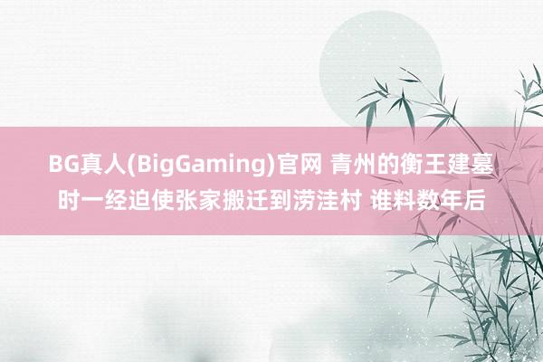 BG真人(BigGaming)官网 青州的衡王建墓时一经迫使张家搬迁到涝洼村 谁料数年后