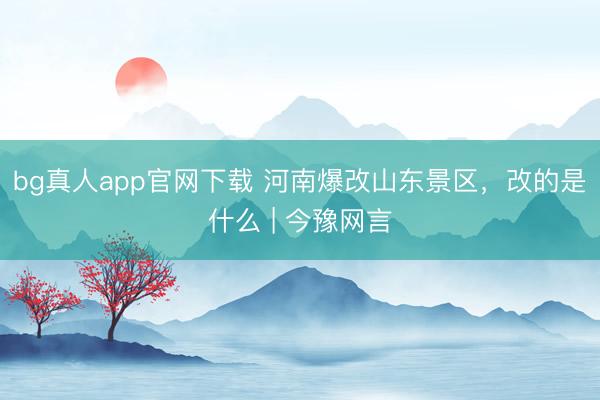 bg真人app官网下载 河南爆改山东景区，改的是什么 | 今豫网言