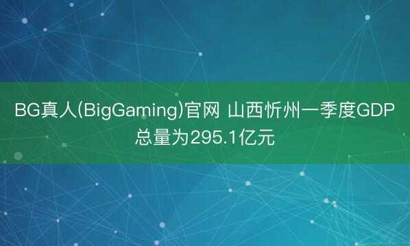 BG真人(BigGaming)官网 山西忻州一季度GDP总量为295.1亿元