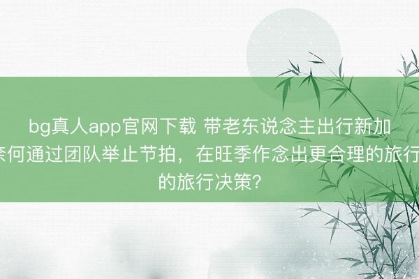 bg真人app官网下载 带老东说念主出行新加坡：奈何通过团队举止节拍，在旺季作念出更合理的旅行决策？