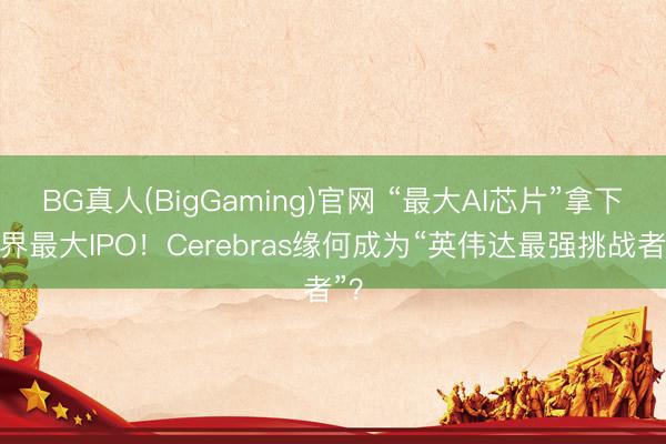 BG真人(BigGaming)官网 “最大AI芯片”拿下业界最大IPO！Cerebras缘何成为“英伟达最强挑战者”？