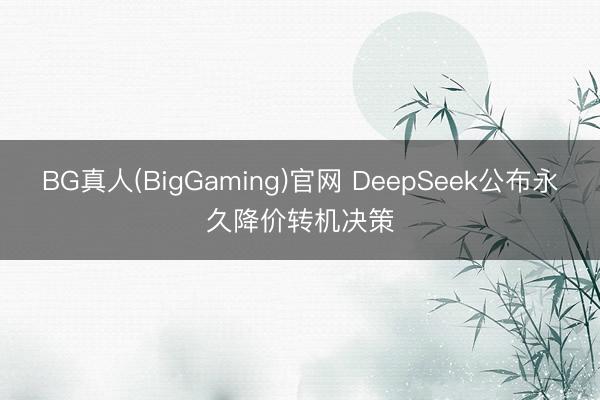 BG真人(BigGaming)官网 DeepSeek公布永久降价转机决策