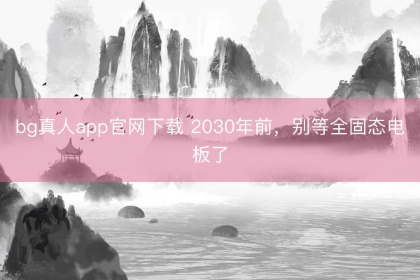 bg真人app官网下载 2030年前，别等全固态电板了