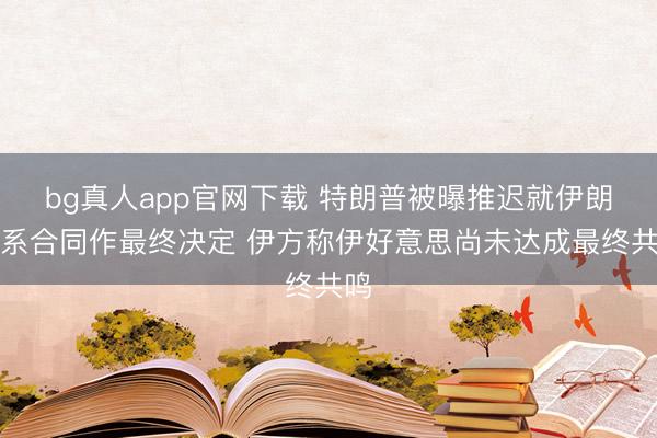 bg真人app官网下载 特朗普被曝推迟就伊朗关系合同作最终决定 伊方称伊好意思尚未达成最终共鸣