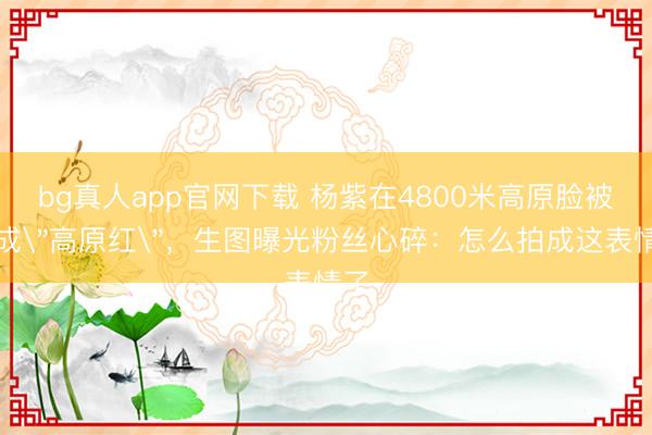 bg真人app官网下载 杨紫在4800米高原脸被冻成