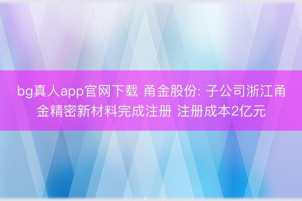 bg真人app官网下载 甬金股份: 子公司浙江甬金精密新材料完成注册 注册成本2亿元