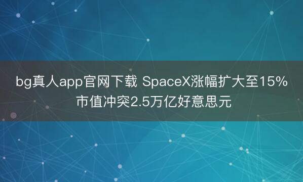bg真人app官网下载 SpaceX涨幅扩大至15% 市值冲突2.5万亿好意思元